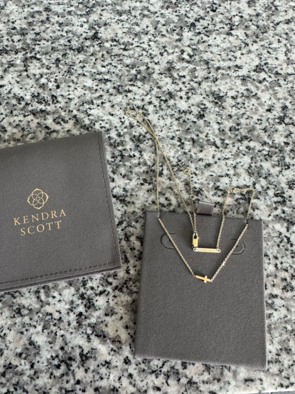 Kendra Scott Gold Layered Cross and Bar Necklace